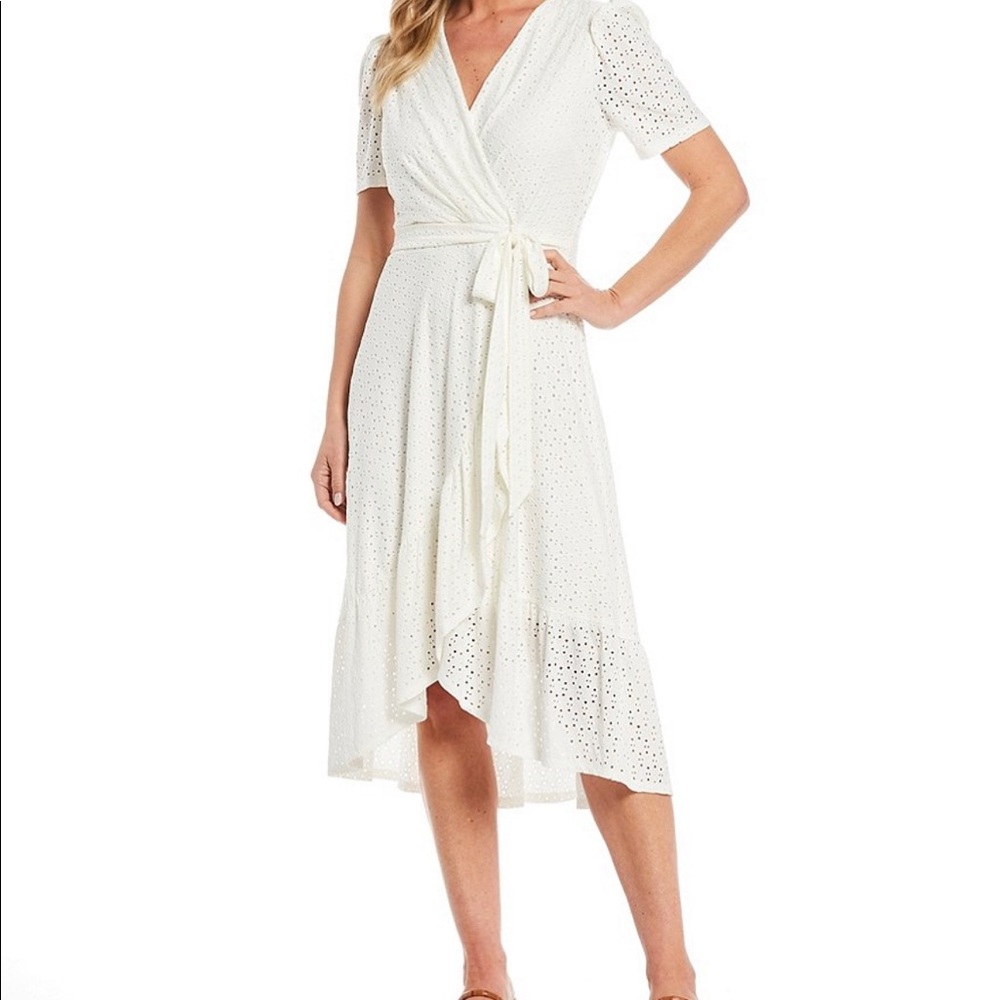 London times eyelet wrap dress 12
